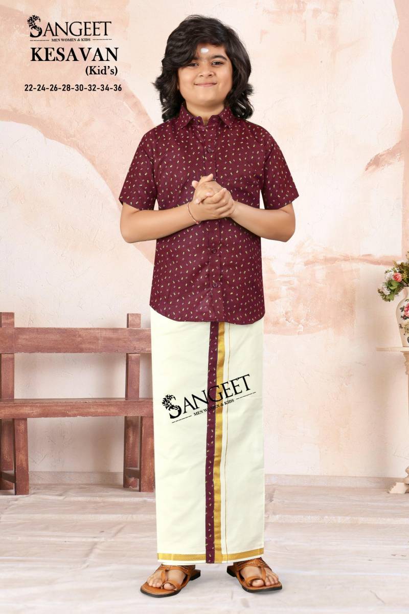 Sangeet Kesavan Kids Slub Cotton Shirt With Vesti Collection