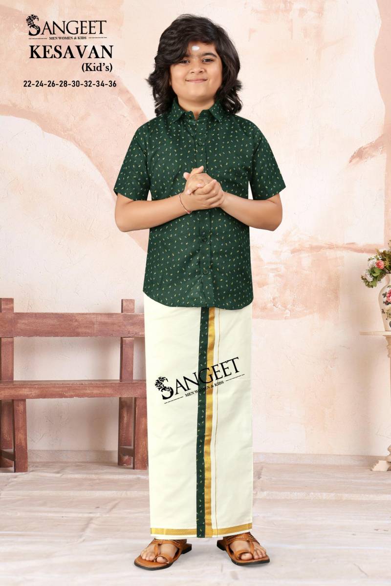 Sangeet Kesavan Kids Slub Cotton Shirt With Vesti Collection