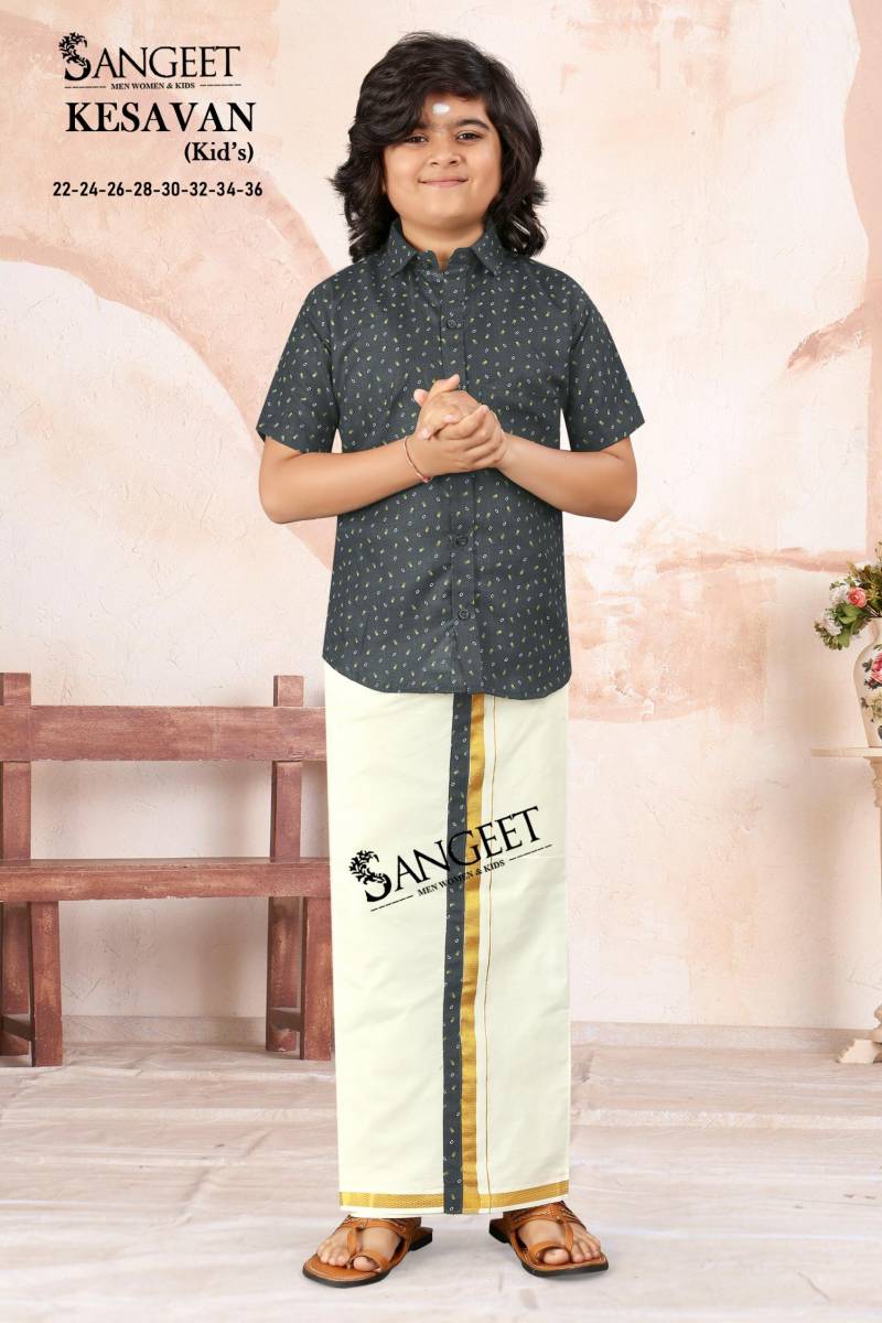 Sangeet Kesavan Kids Slub Cotton Shirt With Vesti Collection