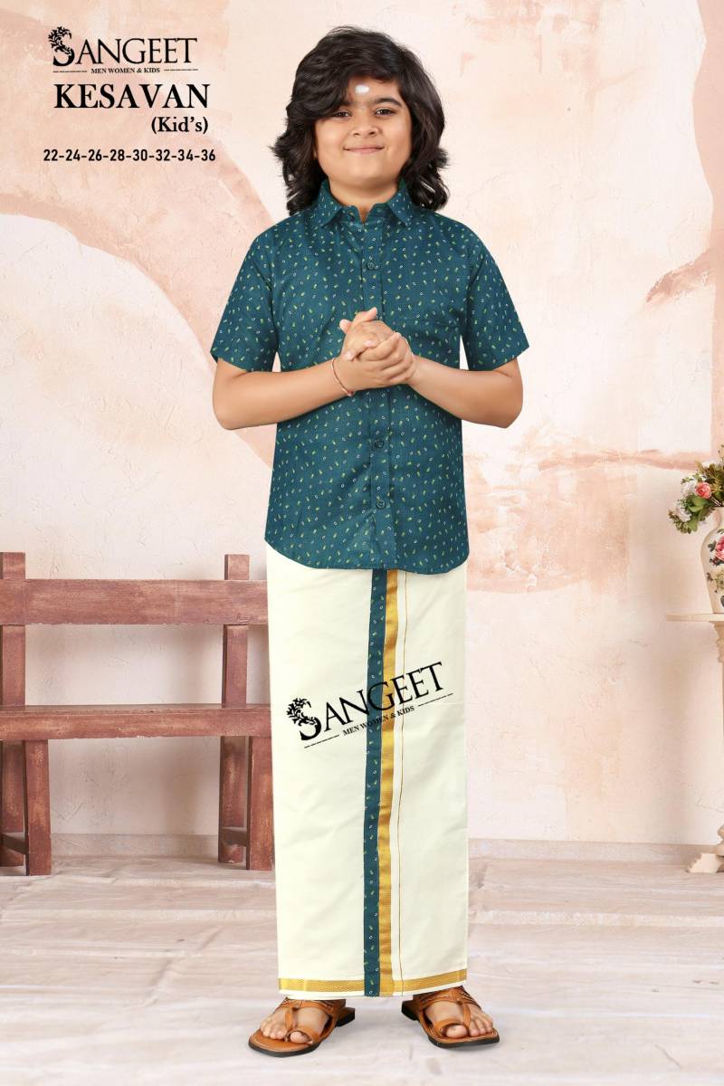 Sangeet Kesavan Kids Slub Cotton Shirt With Vesti Collection