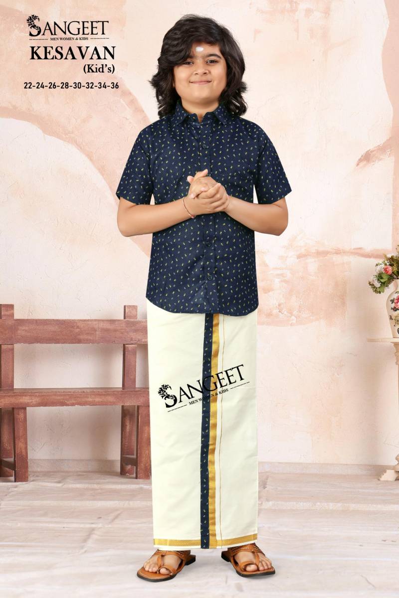 Sangeet Kesavan Kids Slub Cotton Shirt With Vesti Collection