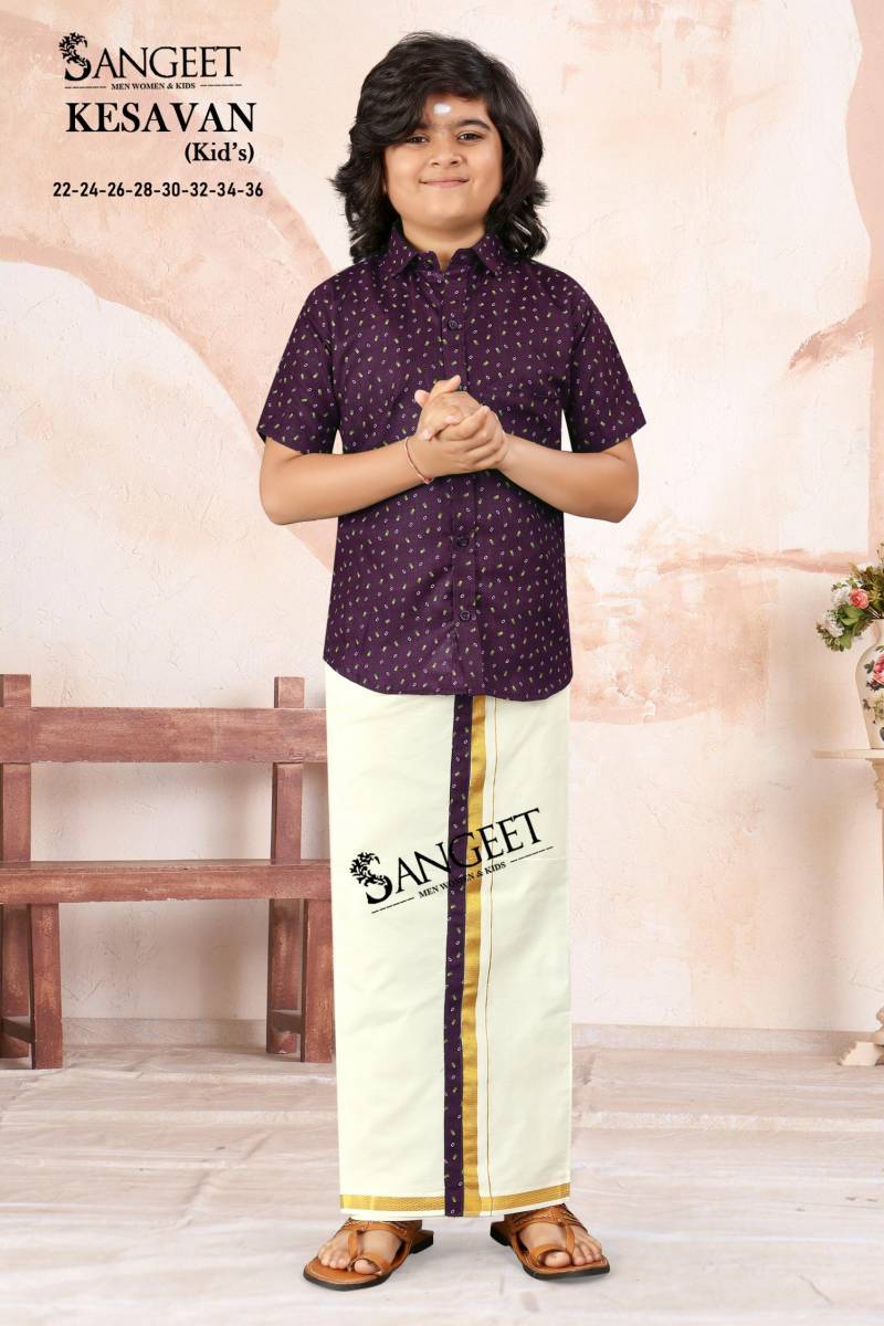 Sangeet Kesavan Kids Slub Cotton Shirt With Vesti Collection