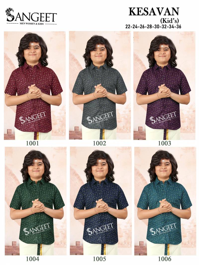 Sangeet Kesavan Kids Slub Cotton Shirt With Vesti Collection