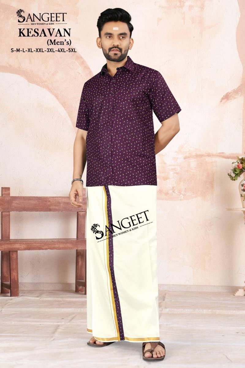 Sangeet Kesavan Mens Slub Cotton Shirt With Vesti Collection
