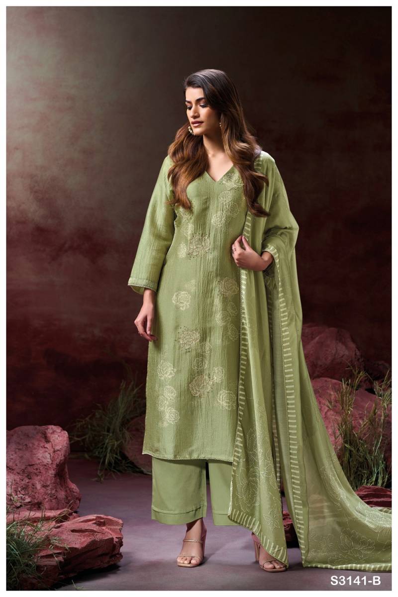 Ganga Ellahi 3141 Bemberg Silk Embroidered Suit Collection