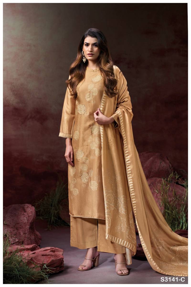 Ganga Ellahi 3141 Bemberg Silk Embroidered Suit Collection