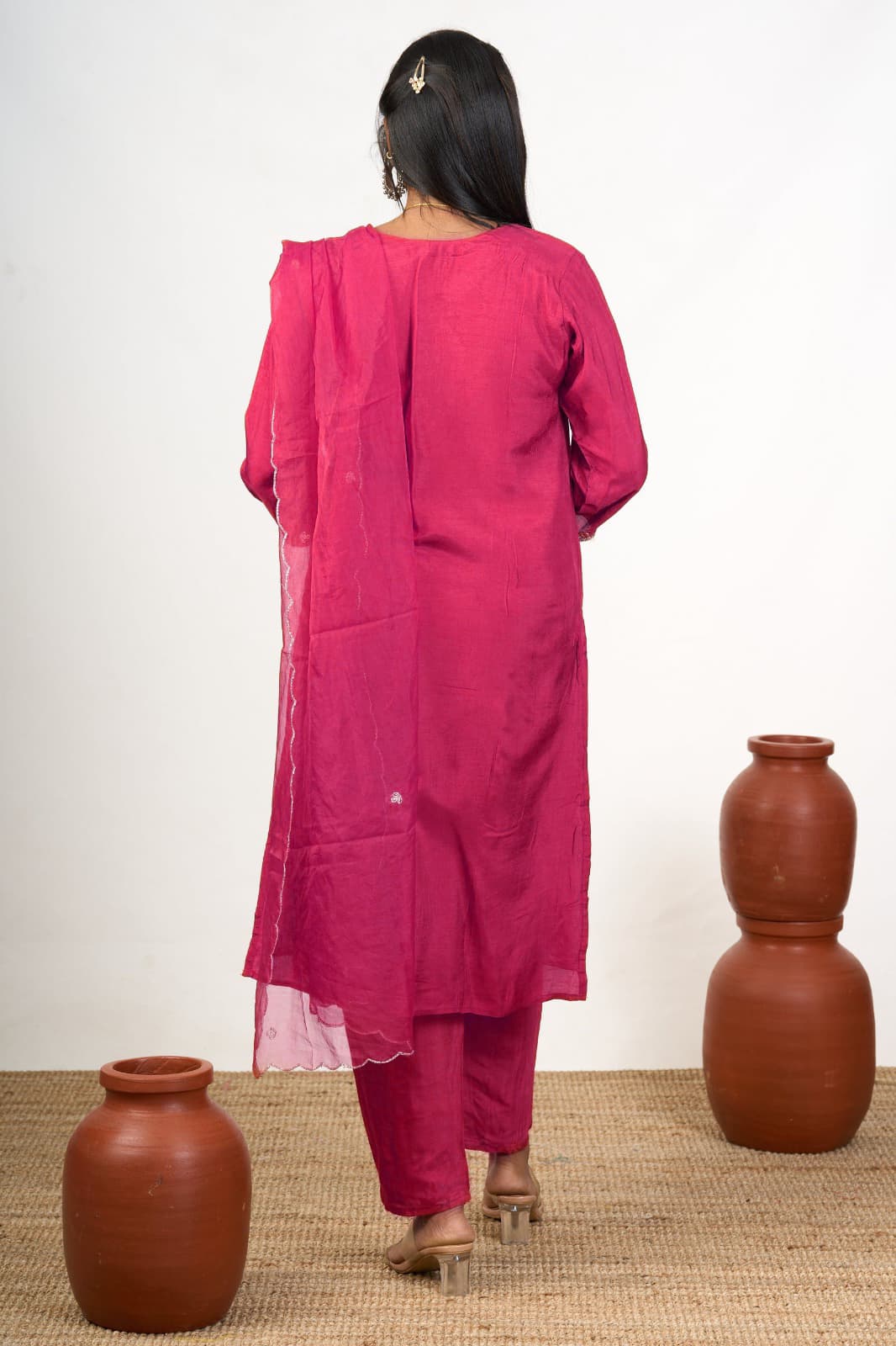 Navya Kurti 123 Party Wear Embroidery Worked Cotton Silk Kurti with Pant and Dupatta Set 