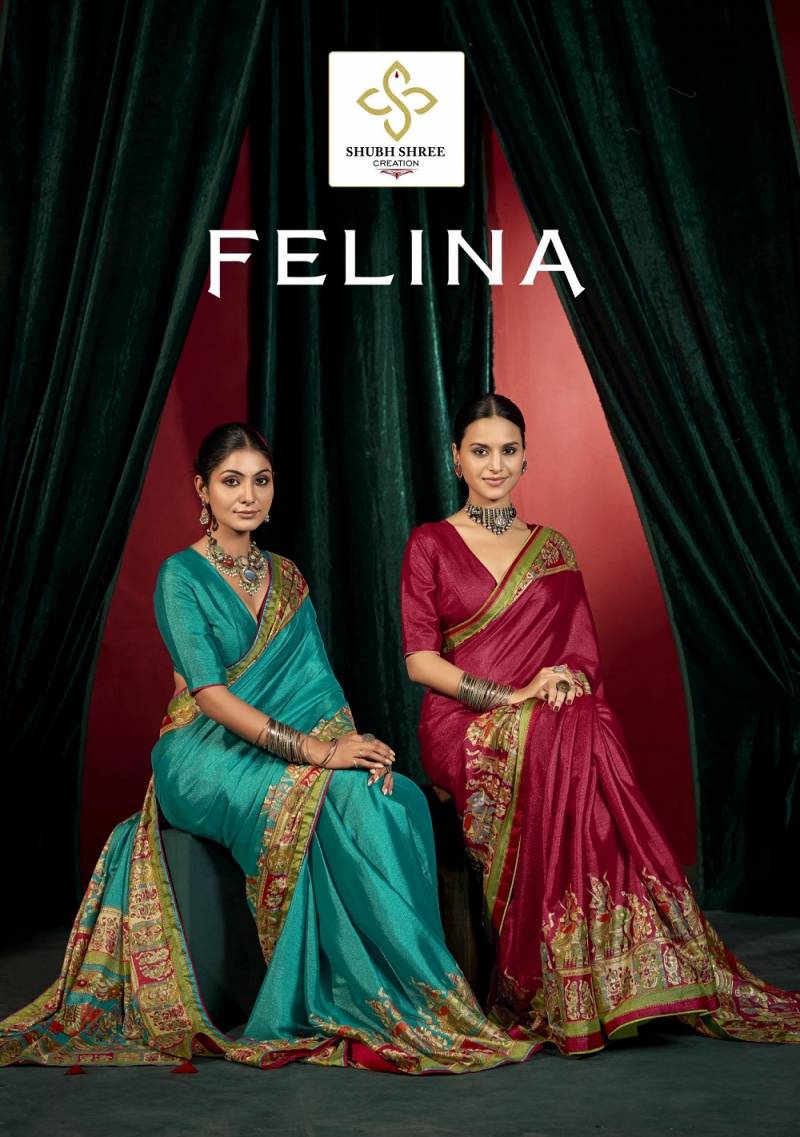 Shubh Shree Felina Party Wear Chiffon Printed Sarees