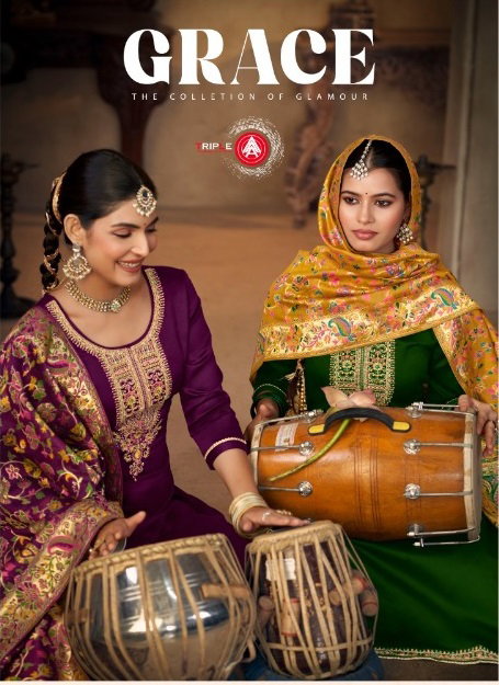Four Dots Grace Jam Cotton With Jarkan Work Dress Material