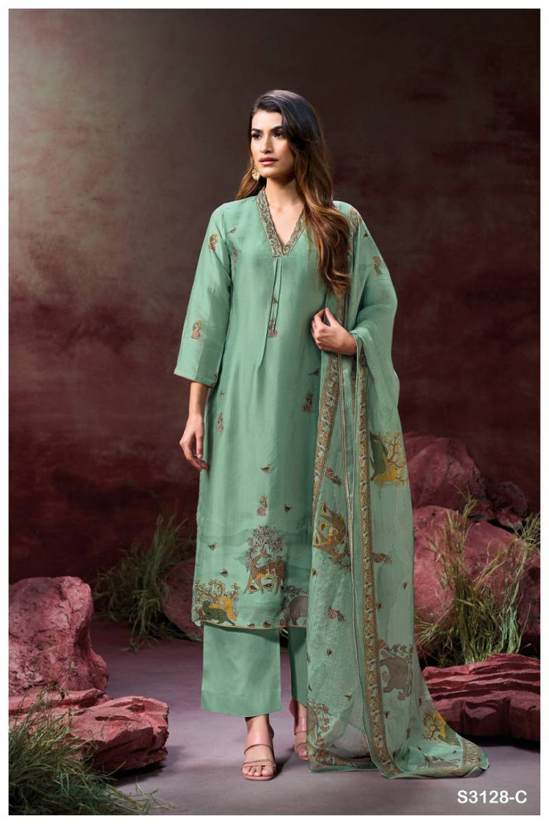Ganga Ailis 3128 Bemberg Silk Salwar Suit Collection
