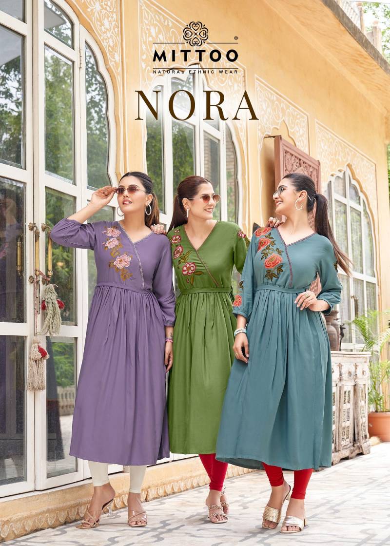 Mittoo Nora Rayon Thread Work Stylish Kurti Collection