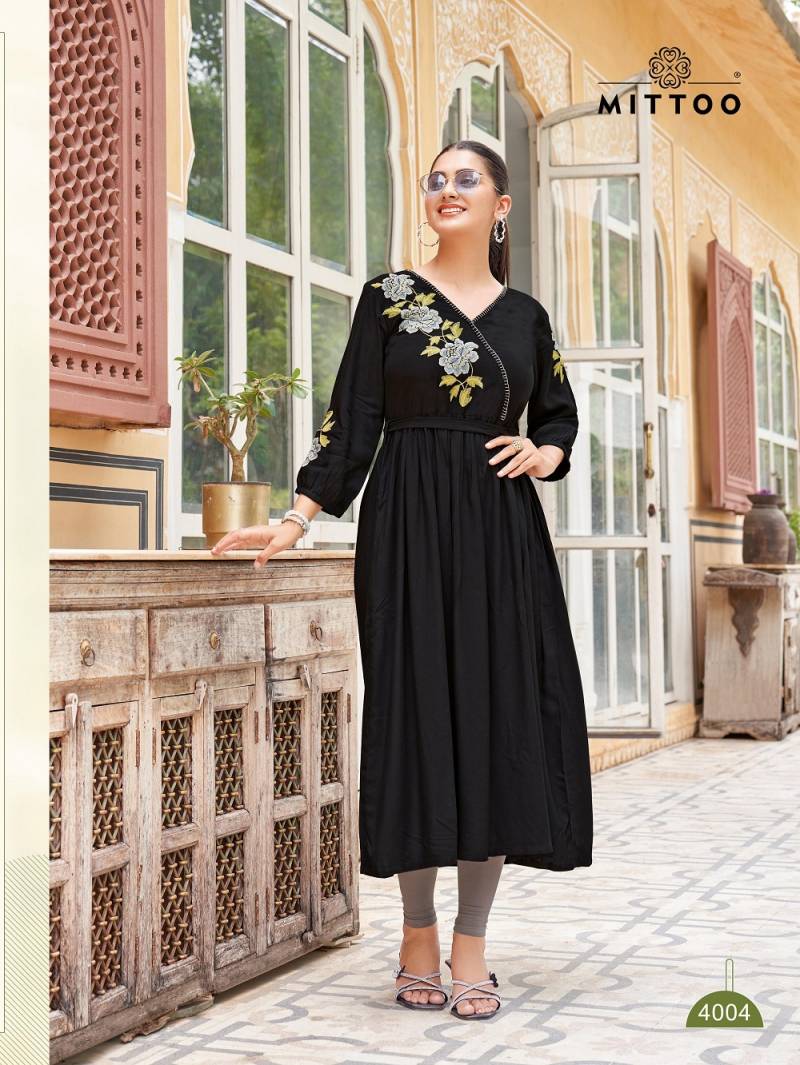 Mittoo Nora Rayon Thread Work Stylish Kurti Collection