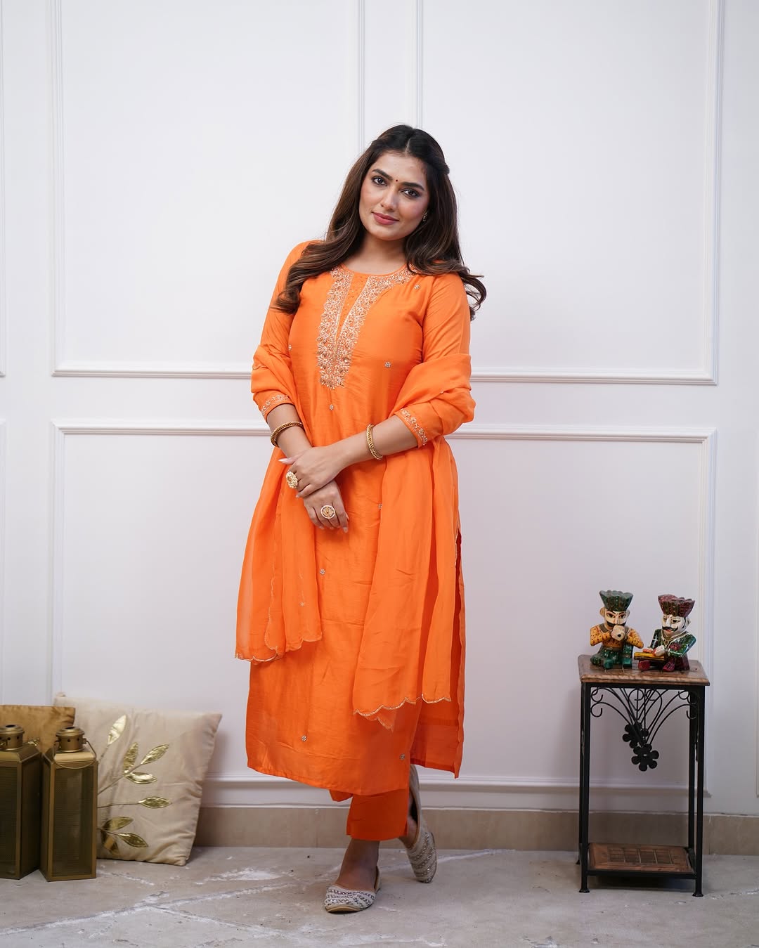 Navya Kurti 124 Party Wear Embroidery Worked Cotton Silk Kurti with Pant and Dupatta Set 