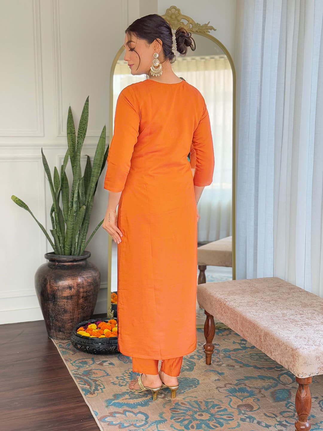 Navya Kurti 124 Party Wear Embroidery Worked Cotton Silk Kurti with Pant and Dupatta Set 