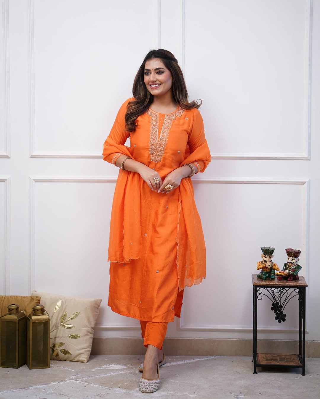 Navya Kurti 124 Party Wear Embroidery Worked Cotton Silk Kurti with Pant and Dupatta Set 