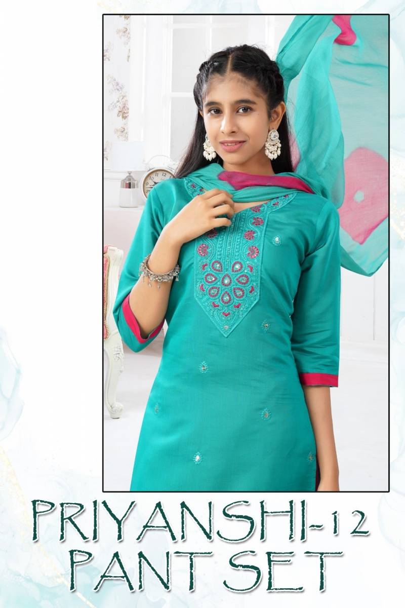 Priyanshi 12 Pant Set Roman Silk Readymade Collection