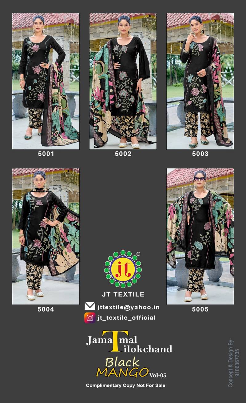 Jt Black Mango Vol 5 Fancy Rayon Printed Dress Material Collection