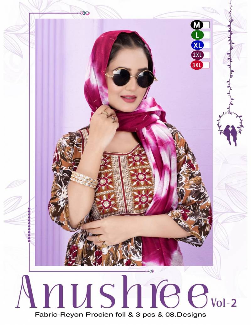 Trendy Anushree Rayon Printed Kurti With Bottom Dupatta
