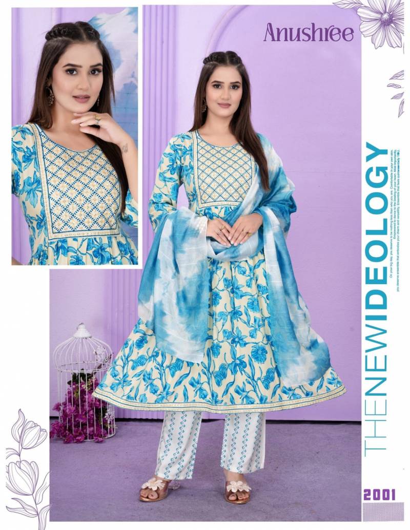 Trendy Anushree Rayon Printed Kurti With Bottom Dupatta