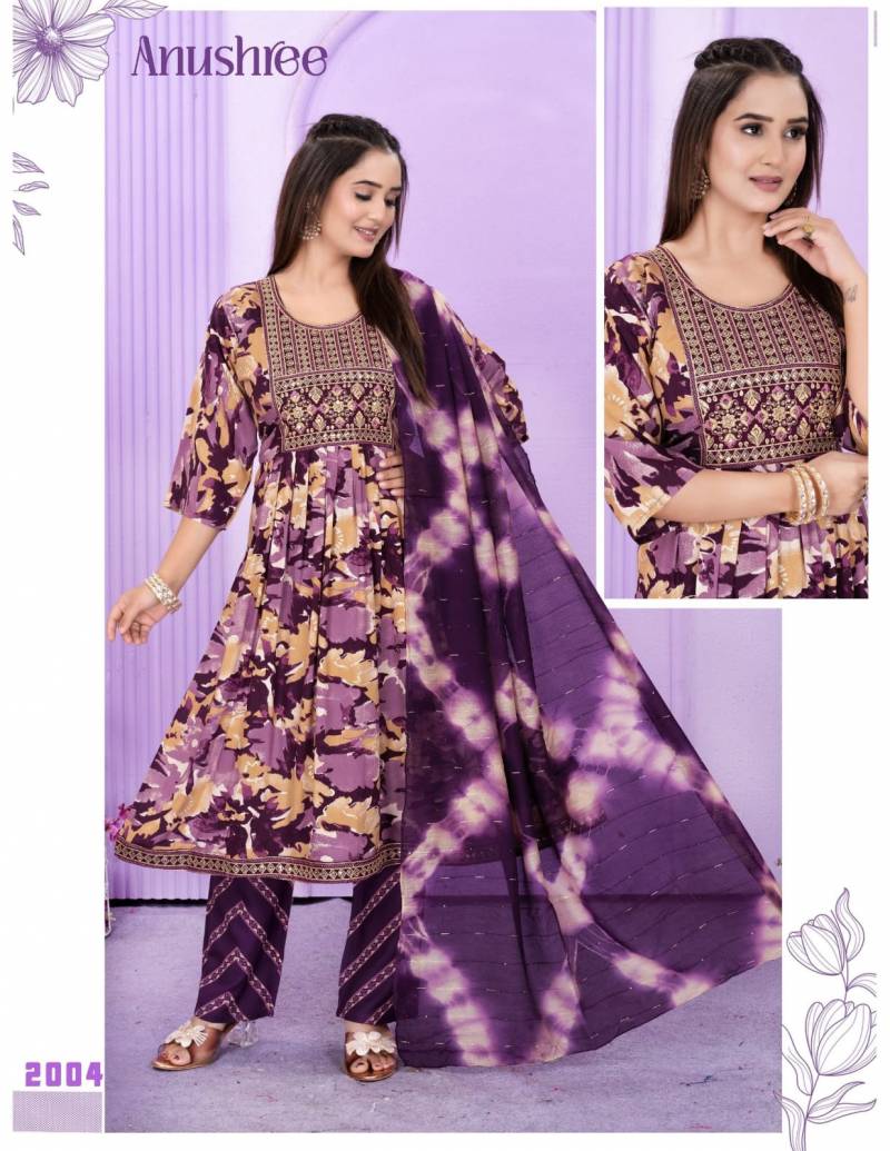 Trendy Anushree Rayon Printed Kurti With Bottom Dupatta