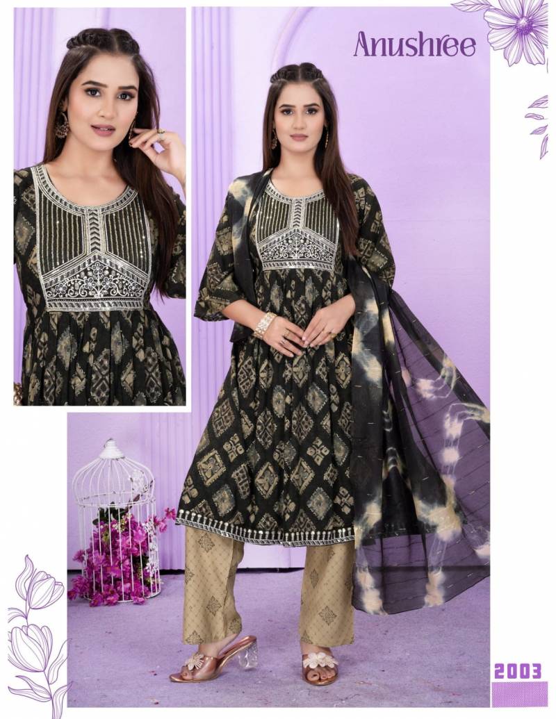 Trendy Anushree Rayon Printed Kurti With Bottom Dupatta