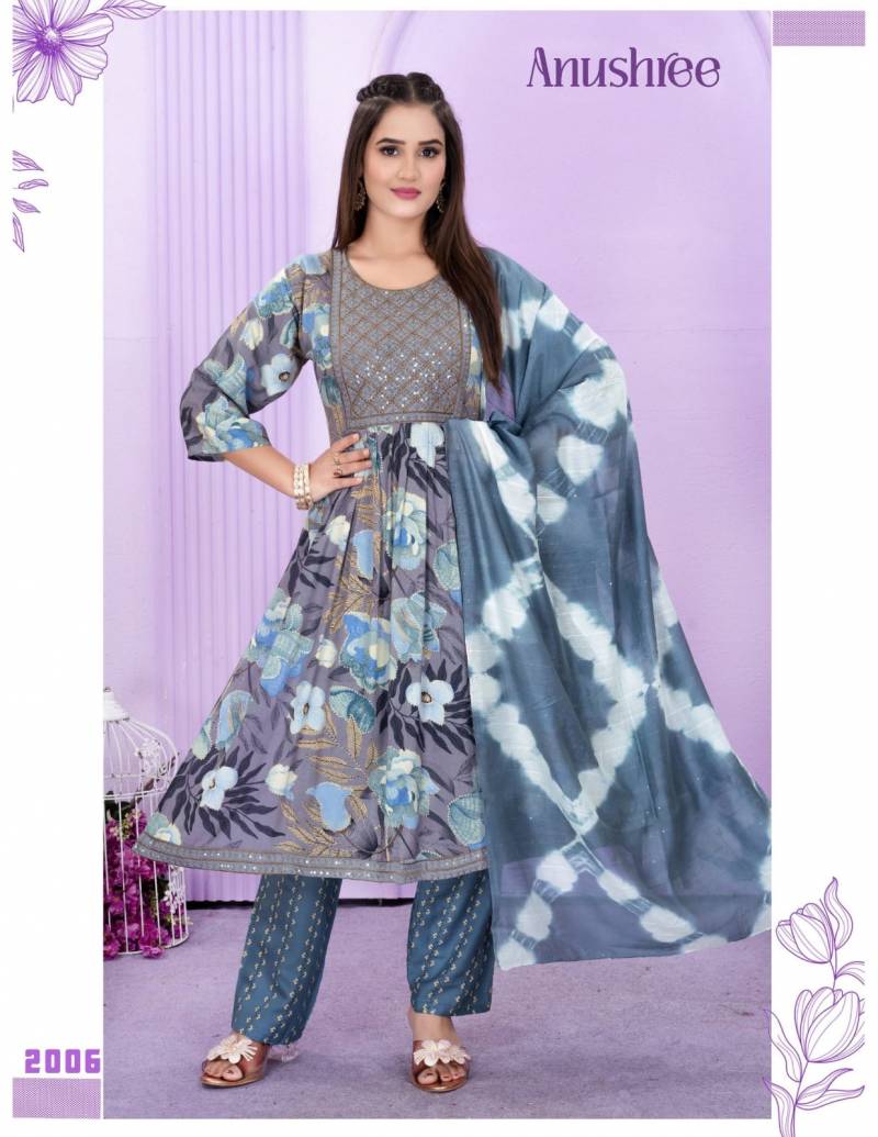 Trendy Anushree Rayon Printed Kurti With Bottom Dupatta