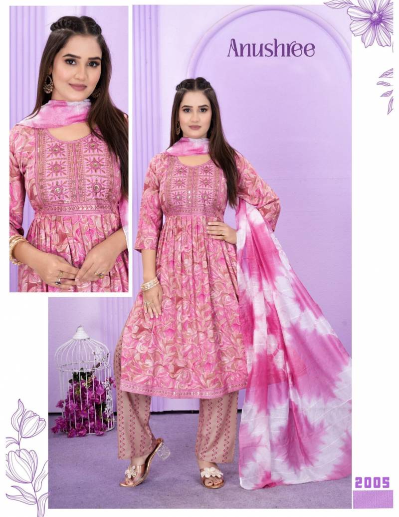 Trendy Anushree Rayon Printed Kurti With Bottom Dupatta