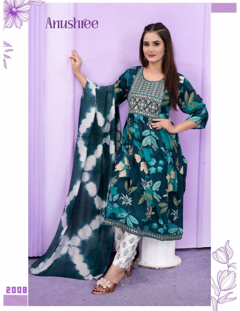 Trendy Anushree Rayon Printed Kurti With Bottom Dupatta