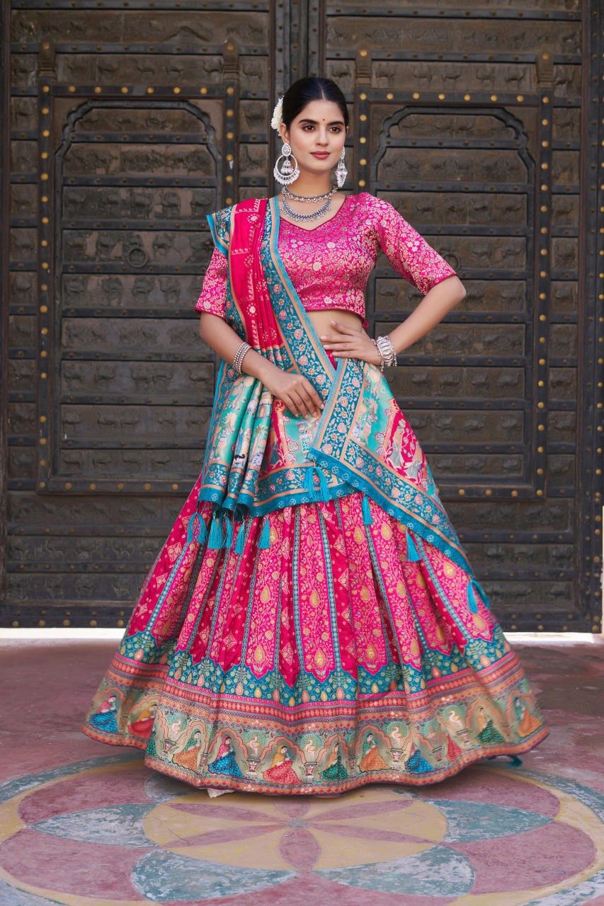 Scmd Prasang 06 Jacquard Viscose Position Printed Lehenga Choli