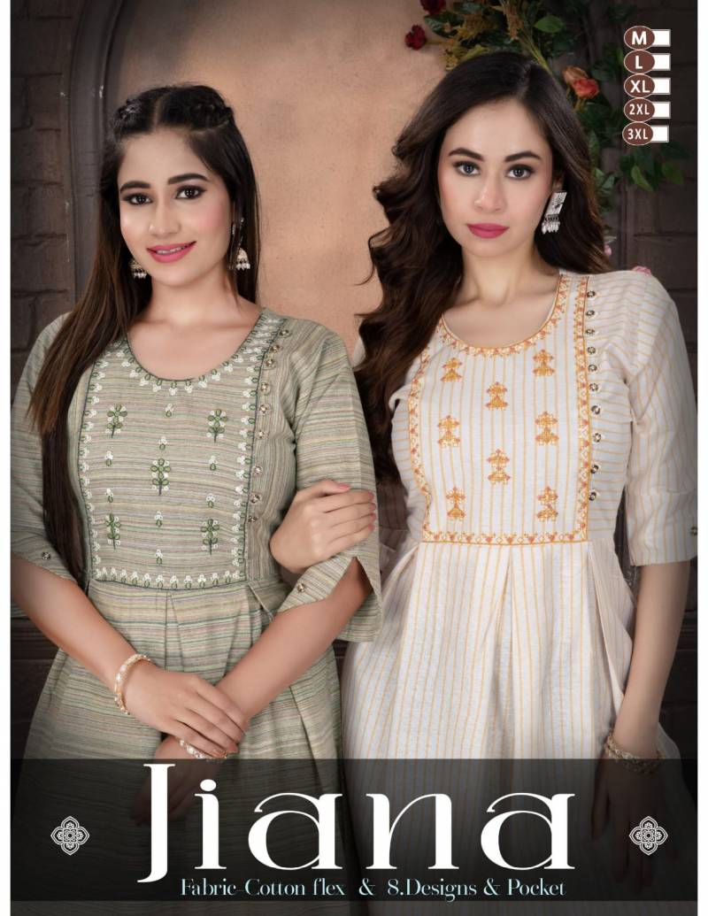 Trendy Jiana Cotton Printed Designer Kurti Collection