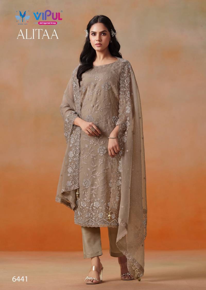 Vipul Alitaa Crinkle Chiffon Embroidered Salwar Suit Collection