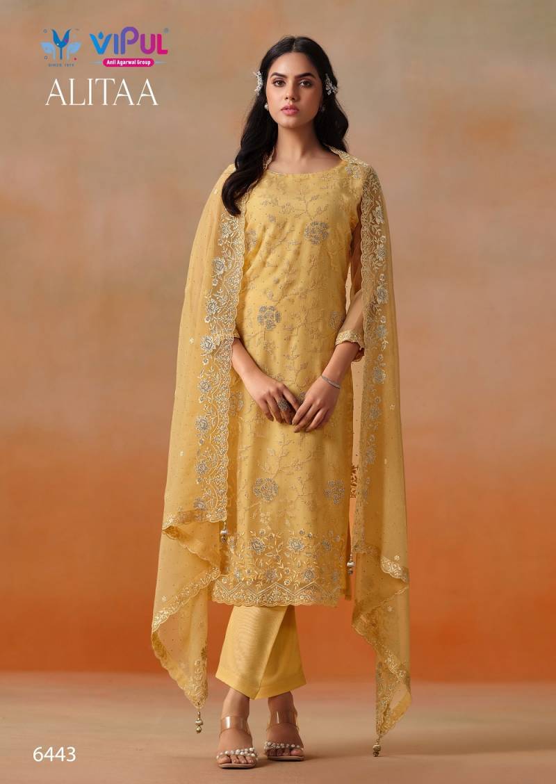 Vipul Alitaa Crinkle Chiffon Embroidered Salwar Suit Collection