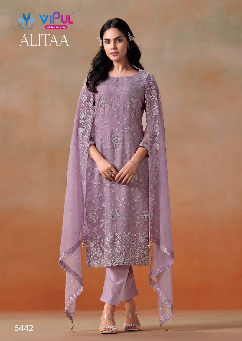 Vipul Alitaa Crinkle Chiffon Embroidered Salwar Suit Collection