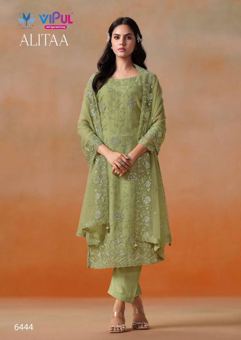 Vipul Alitaa Crinkle Chiffon Embroidered Salwar Suit Collection