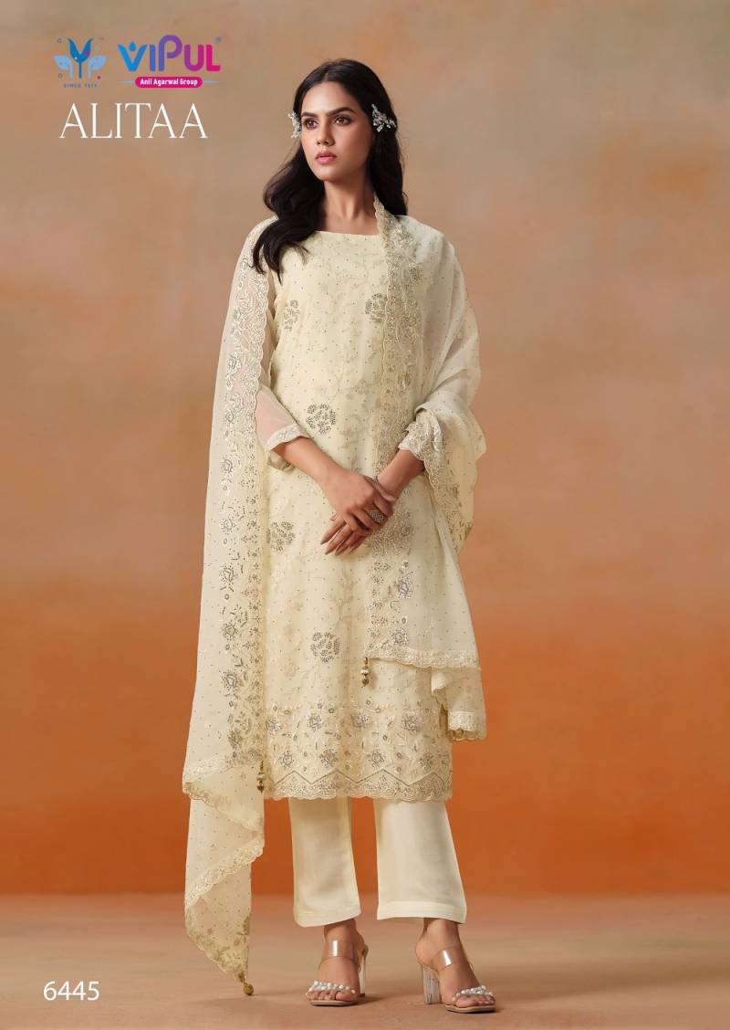 Vipul Alitaa Crinkle Chiffon Embroidered Salwar Suit Collection