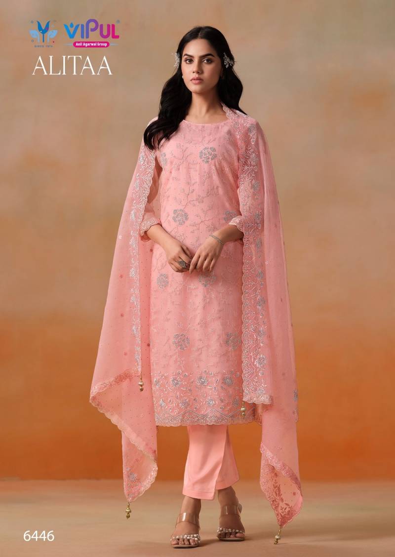 Vipul Alitaa Crinkle Chiffon Embroidered Salwar Suit Collection