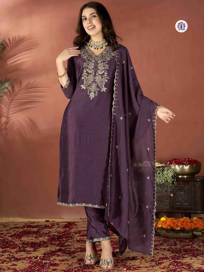 Lekha KL 5126 Vichitra Embroidery Kurti Bottom With Dupatta