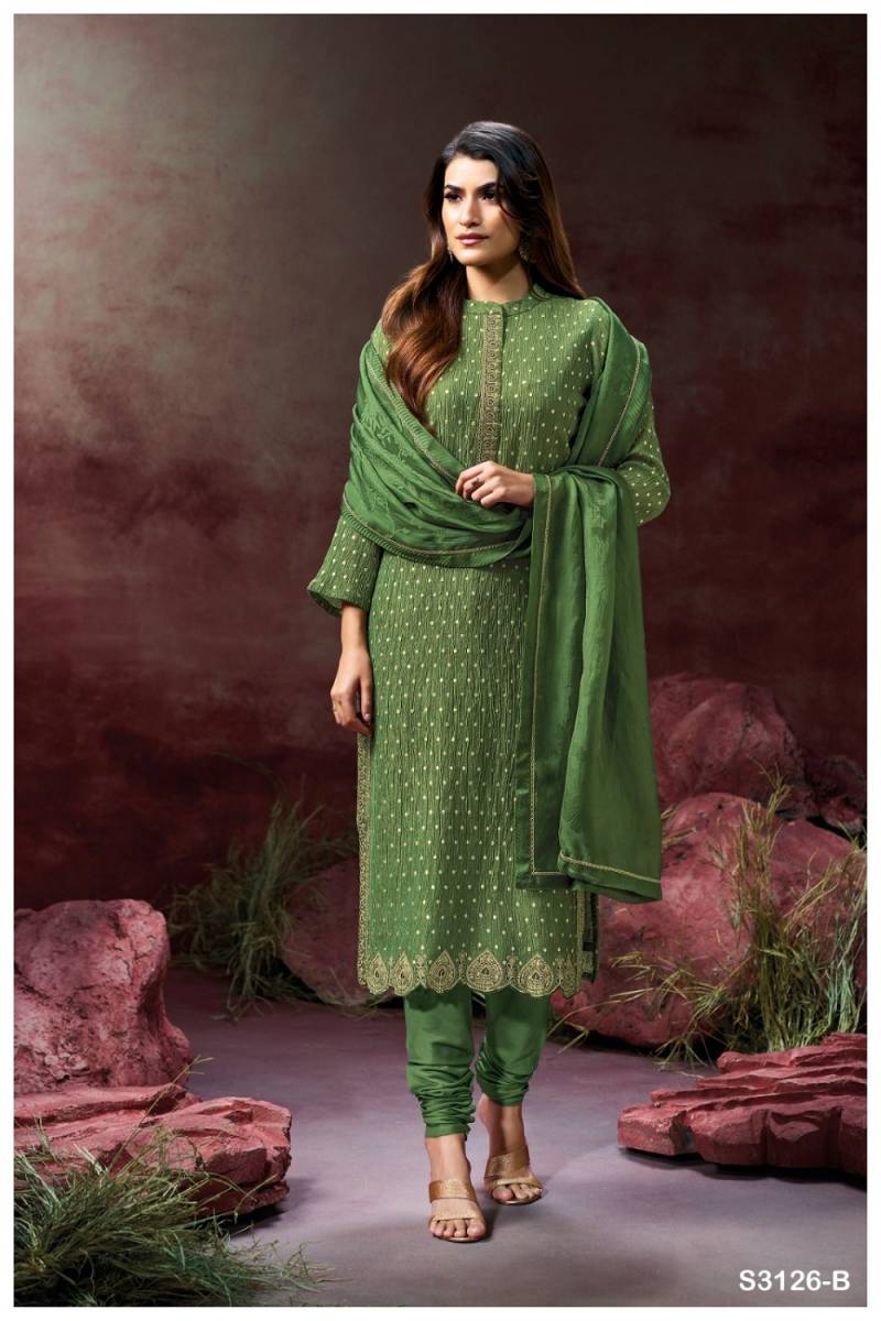Ganga Sria 3126 Tissue Jacquard Embroidered Salwar Suit Collection