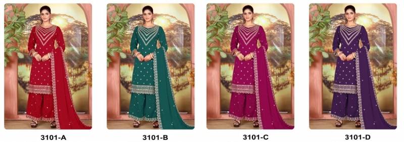 3101 A To D Vichitra Fancy Sharara Suits Collection
