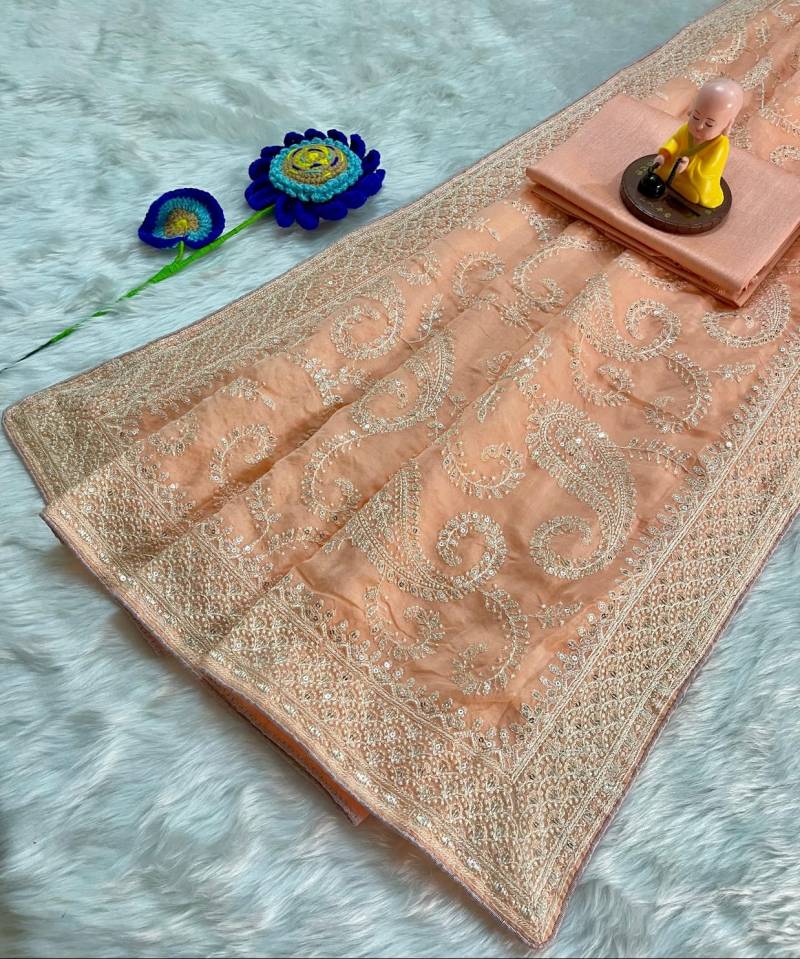 Vt 764 T Embroidery Worked Organza Silk Saree Collection