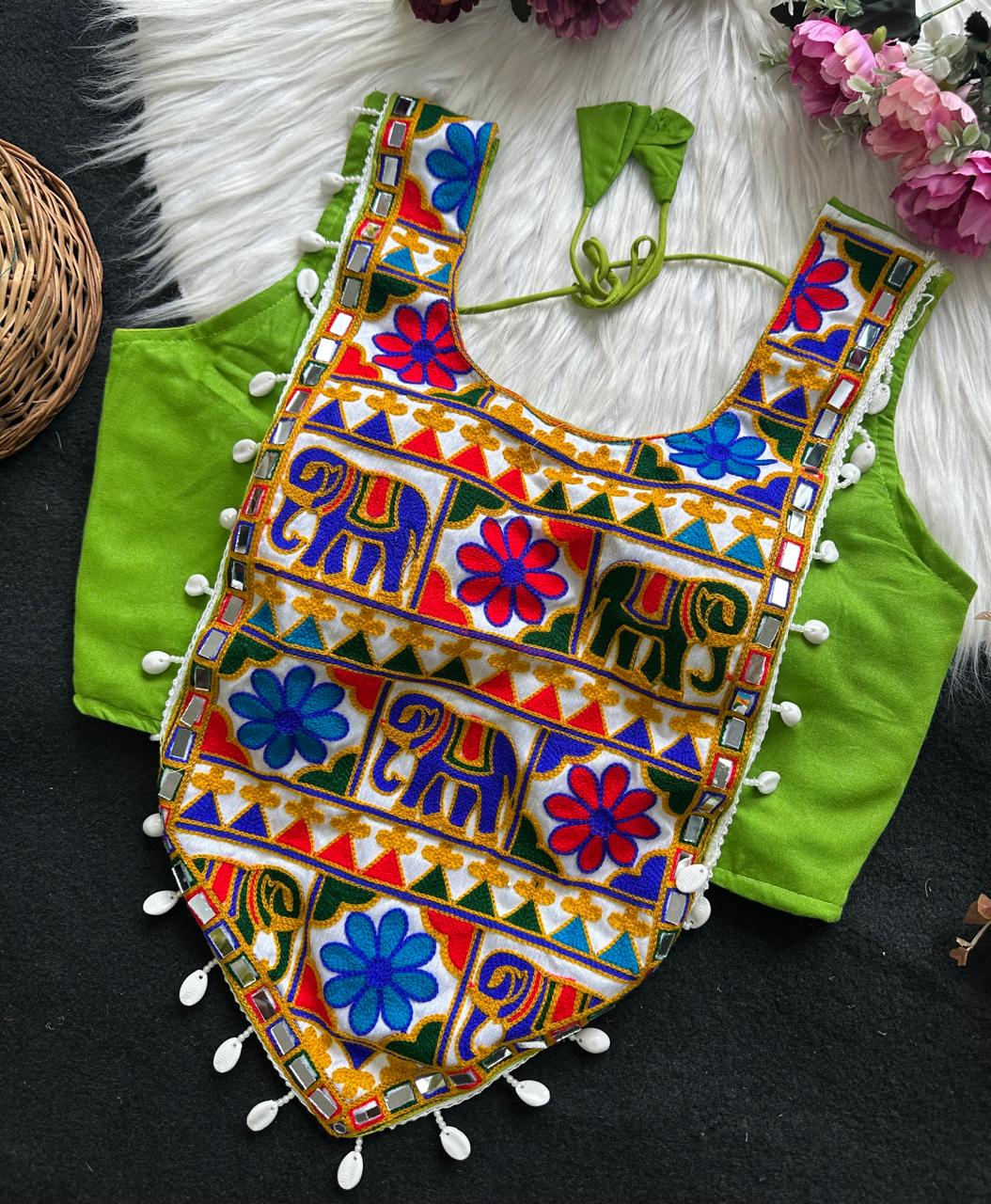 Sf Halter Neck Style Pure Rayon Cotton Codding Embroidery Readymade Blouse