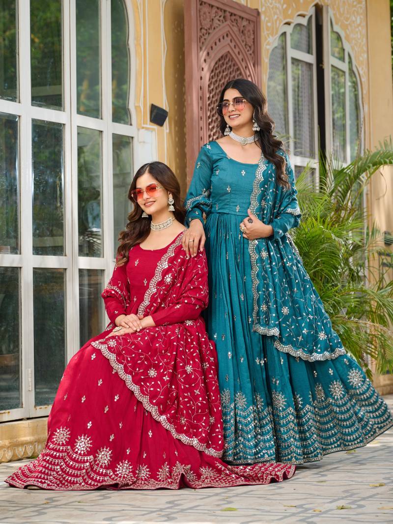 Src 097 Pure Vichitra Silk Ready Made Gown Collection