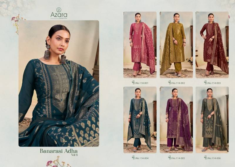 Radhika Azara Banarasi Adha Vol 6 Cotton Jacquard Dress Material