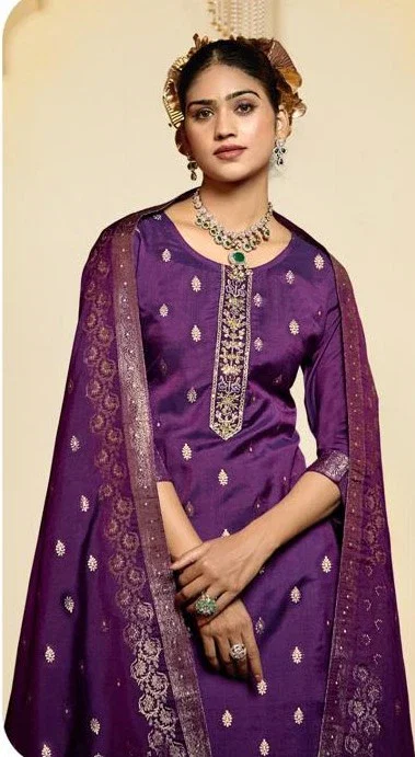 Vitara Heer Maslin Jacquard Handwork Readymade Collection