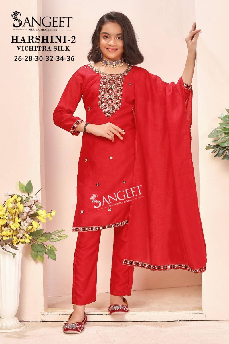 Sangeet Harshini 2 Kids Wear Vichitra Silk Readymade Collection