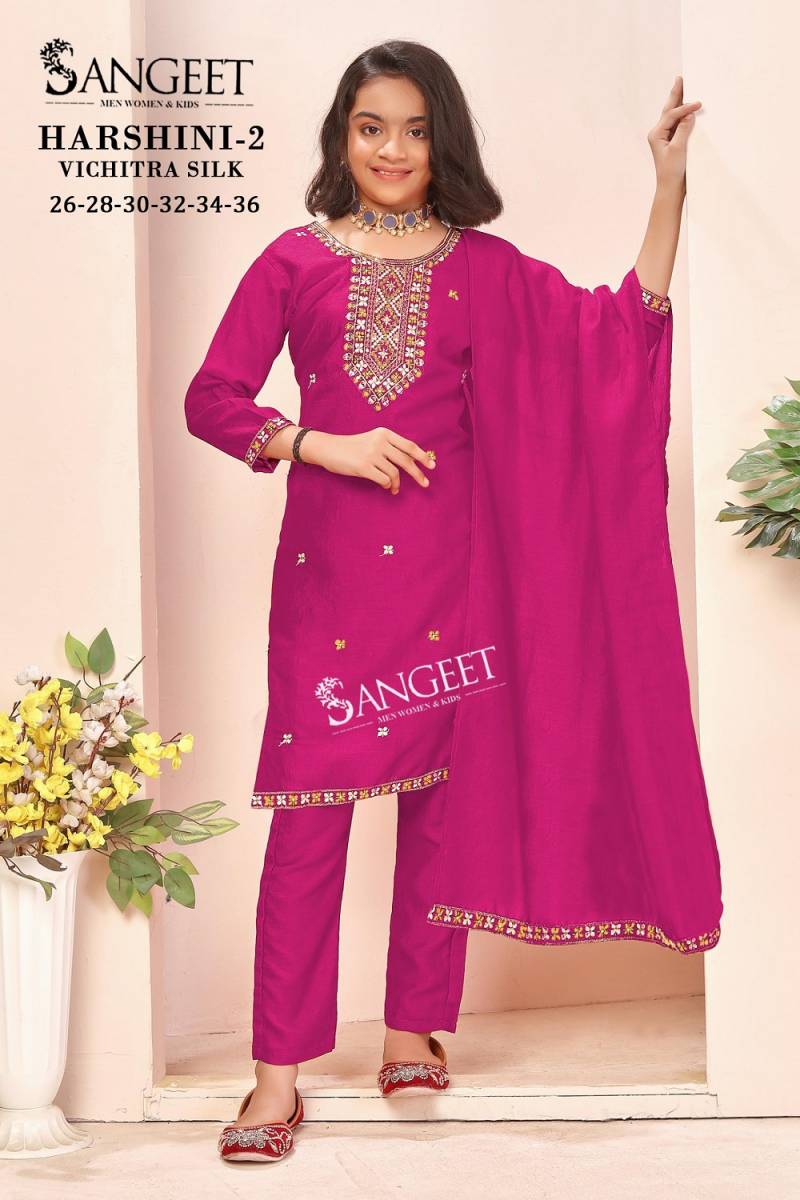 Sangeet Harshini 2 Kids Wear Vichitra Silk Readymade Collection