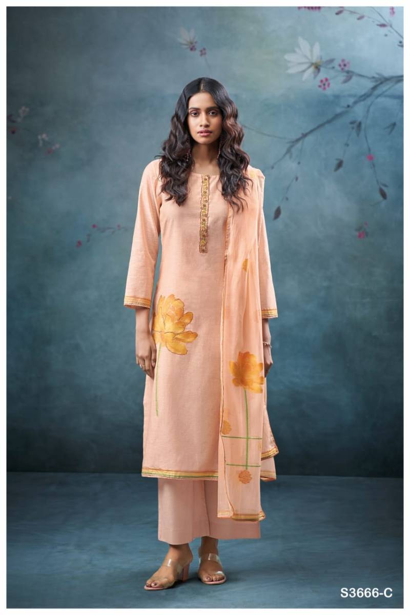 Ganga Reva 3666 Mal Chanderi Jacquard Salwar Suit