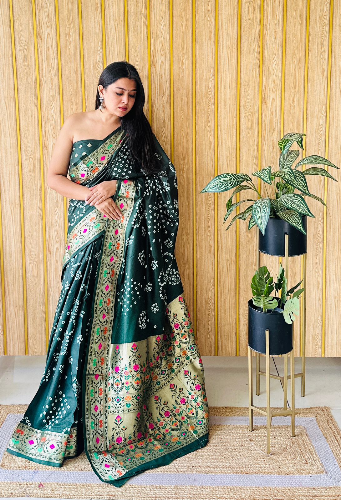 Lekha VC Deewani Pure Bandhej Silk Patola Border With Zari Weaving Saree