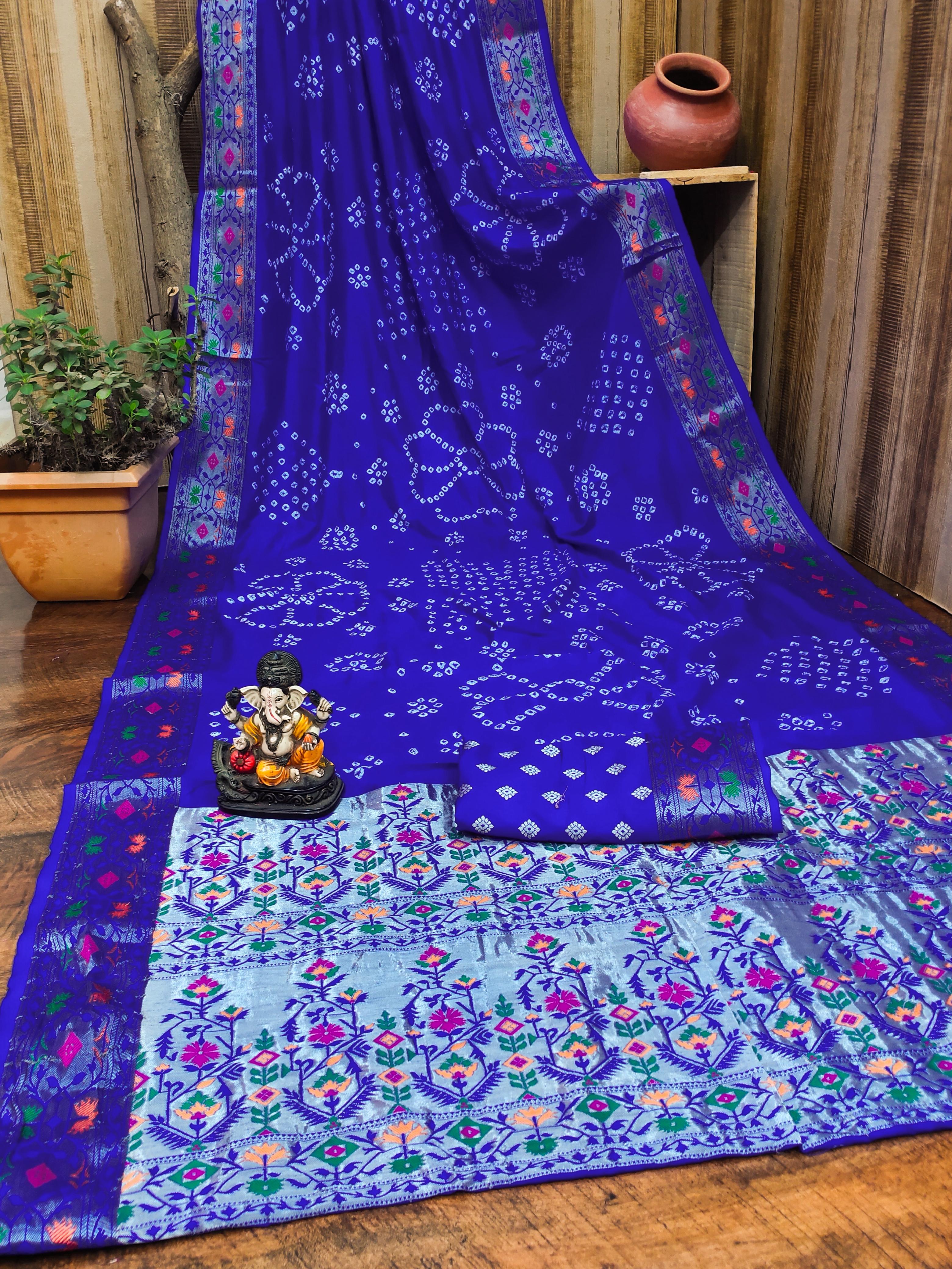 Lekha VC Deewani Pure Bandhej Silk Patola Border With Zari Weaving Saree