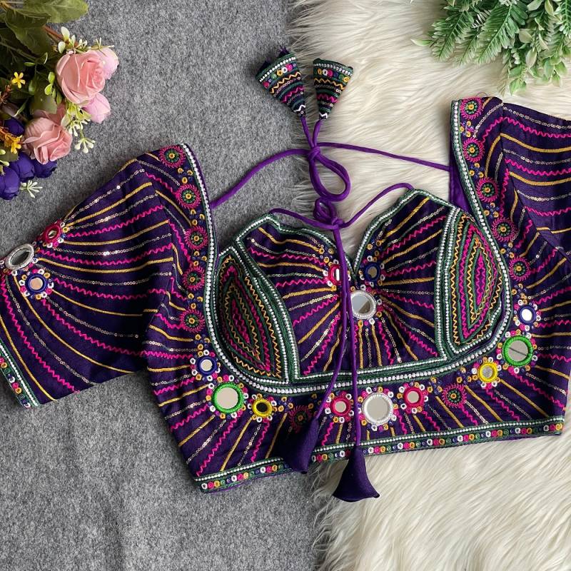 Fab Rangili Navratri Italian Silk Gamthi Embroidered Blouse Collection